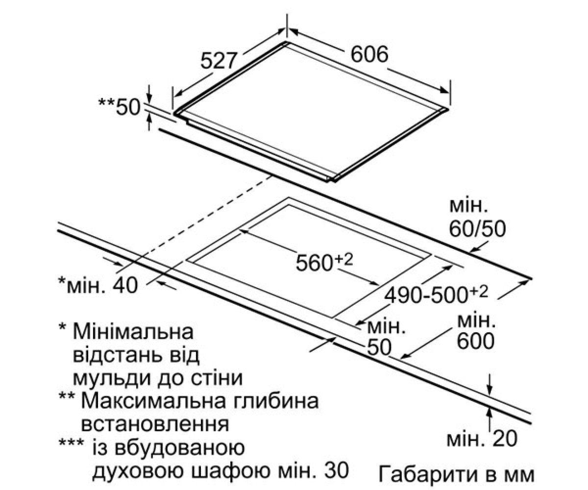 Электроплита  PIF651FB1EEU:Чертеж 