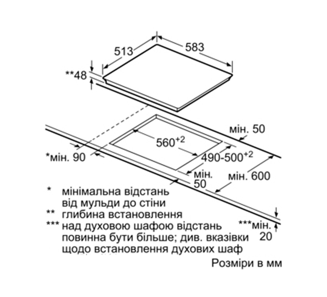 Стеклокерамическая варочная поверхность  PKF645FP1:Чертеж 