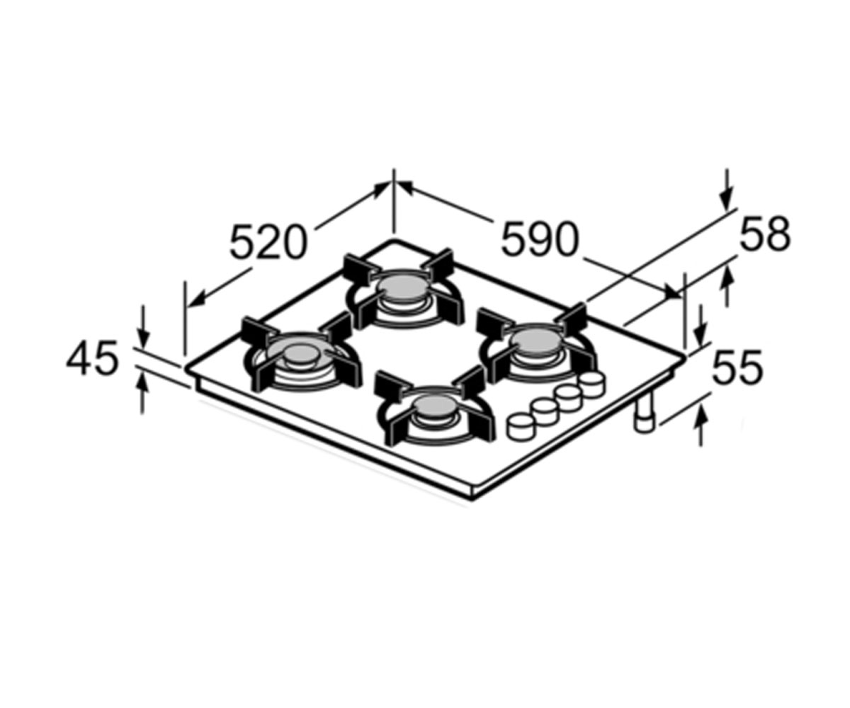 Газовая поверхность  POP6C6B81O:Чертеж 