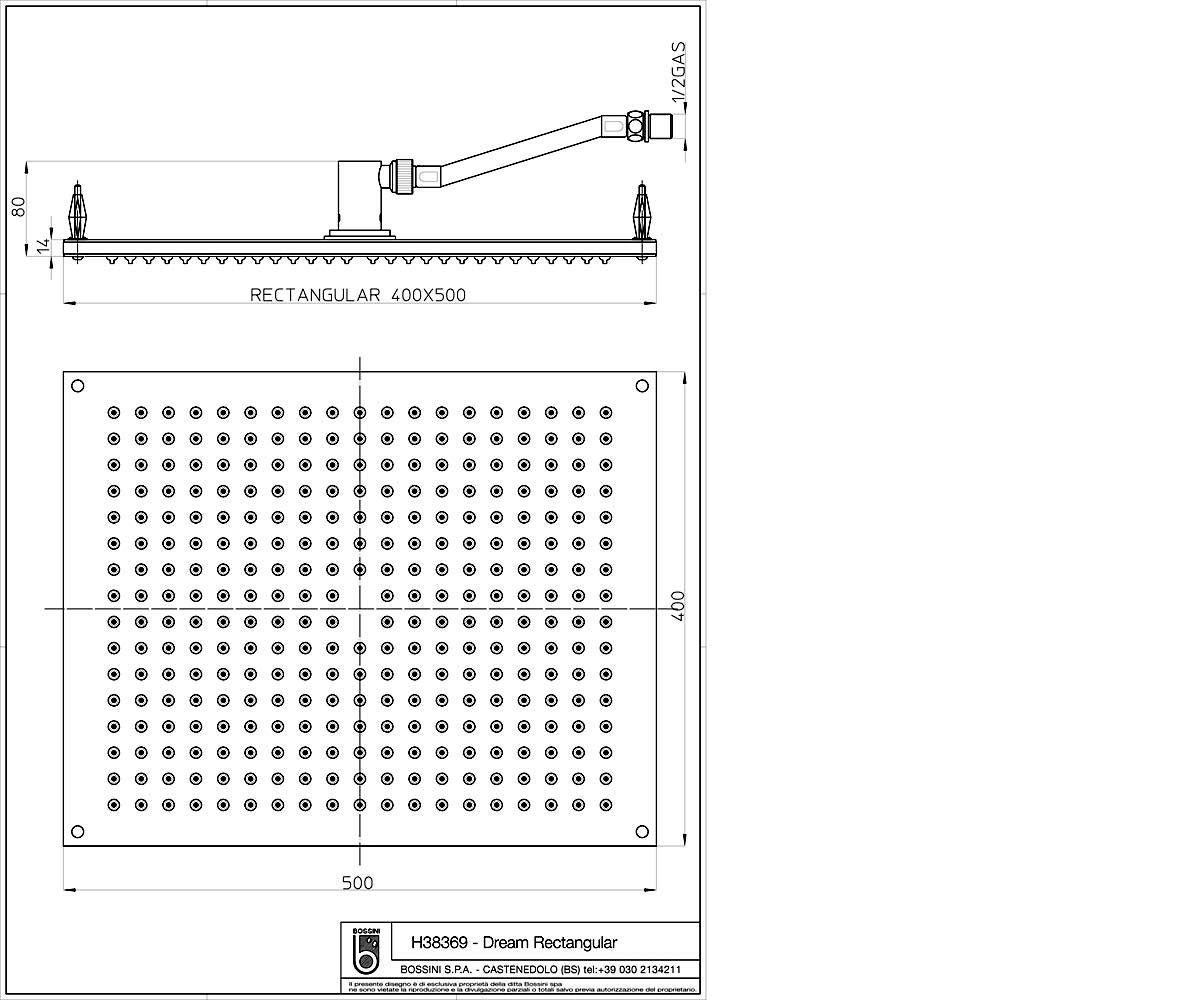 Верхний душ  DREAM RECTANGULAR H38369G:Чертеж 