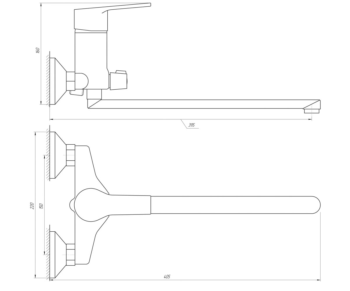 Смеситель с гарнитурой  ZENITH BS42-208:Чертеж 