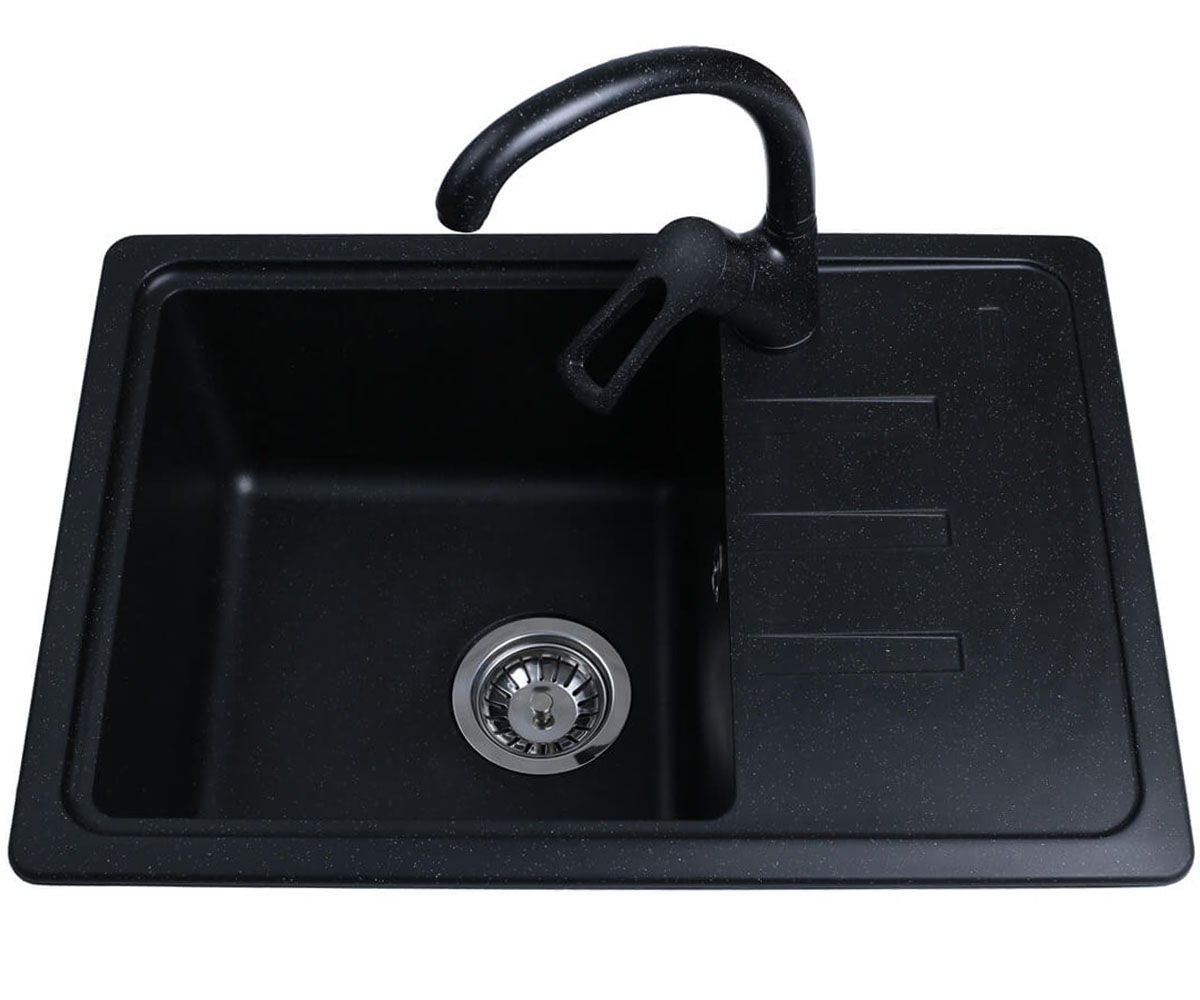 Раковина з крилом 62 см BRETTA GRANIT  COMPACT BLACK COMPACT BLACK