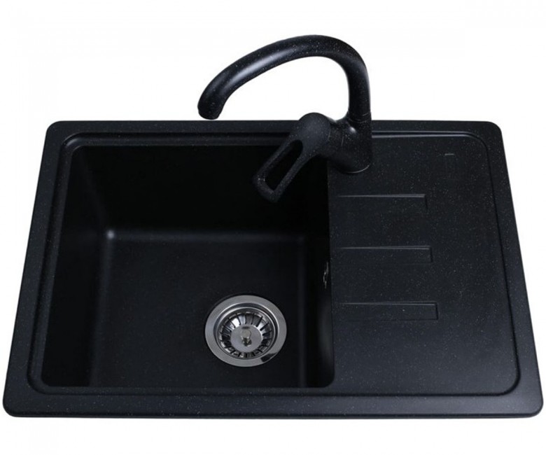 Мийка з крилом, 62 см BRETTA GRANIT  COMPACT BLACK METAL COMPACT BLACK METAL