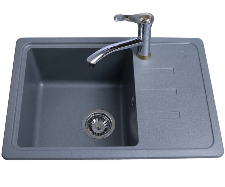 Мойка с крылом 62 см BRETTA GRANIT  COMPACT GRAY METAL COMPACT GRAY METAL
