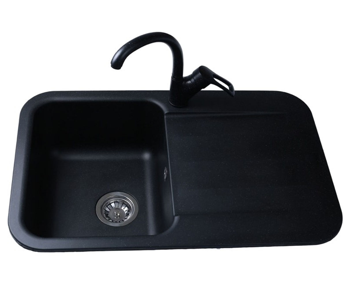 Гранітна мийка BRETTA GRANIT  CRYSTAL BLACK METAL CRYSTAL BLACK METAL