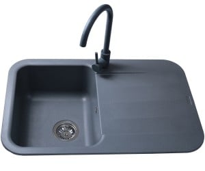 Мийка на стільницю BRETTA GRANIT  CRYSTAL GRAY METAL