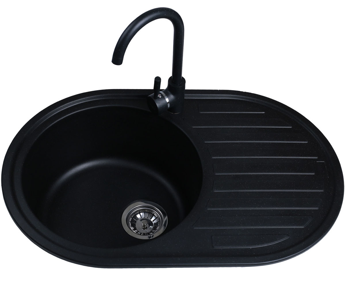 Мийка овальна 77 см BRETTA GRANIT ELIT ELIT BLACK ELIT BLACK