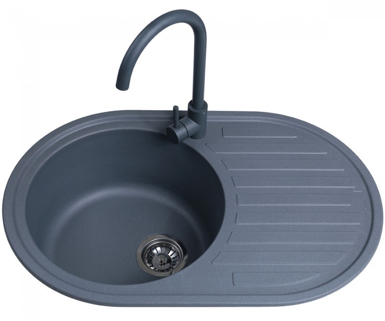 Мийка овальна 77 см BRETTA GRANIT ELIT GRAY METAL ELIT GRAY METAL