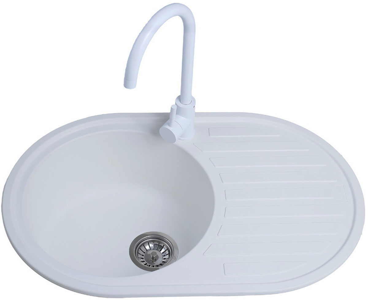 Мойка овальная 77 см BRETTA GRANIT ELIT ELIT WHITE ELIT WHITE