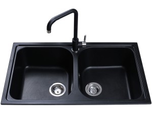 Двойная мойка BRETTA GRANIT  LONGRAN BLACK