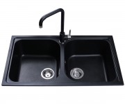 Мийка подвійна BRETTA GRANIT  LONGRAND BLACK