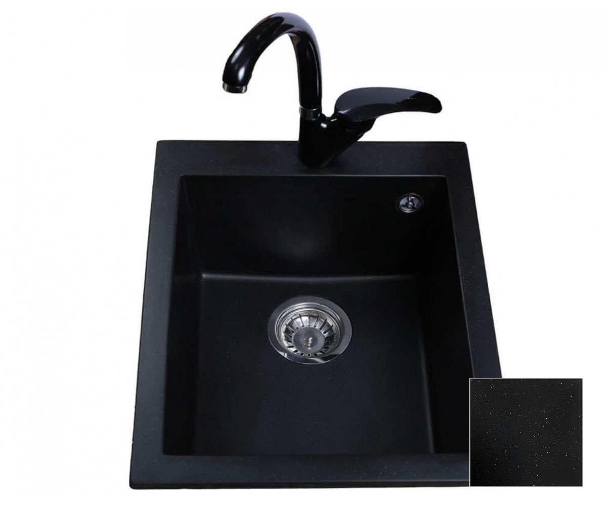 Прямокутна мийка 41 см BRETTA GRANIT  QUADRO BLACK METAL QUADRO BLACK METAL