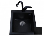 Прямокутна мийка 41 см BRETTA GRANIT  QUADRO BLACK METAL