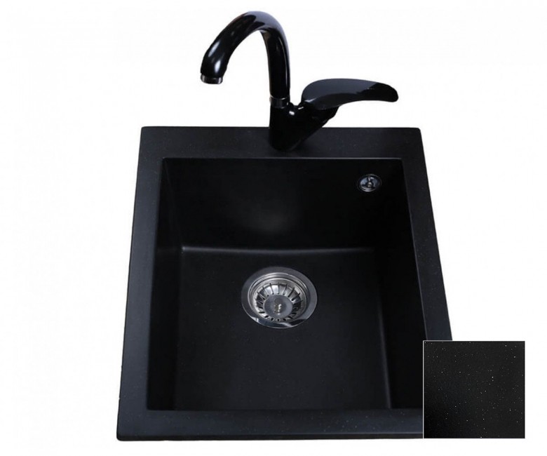 Кухонная мойка BRETTA GRANIT  QUADRO BLACK METAL QUADRO BLACK METAL