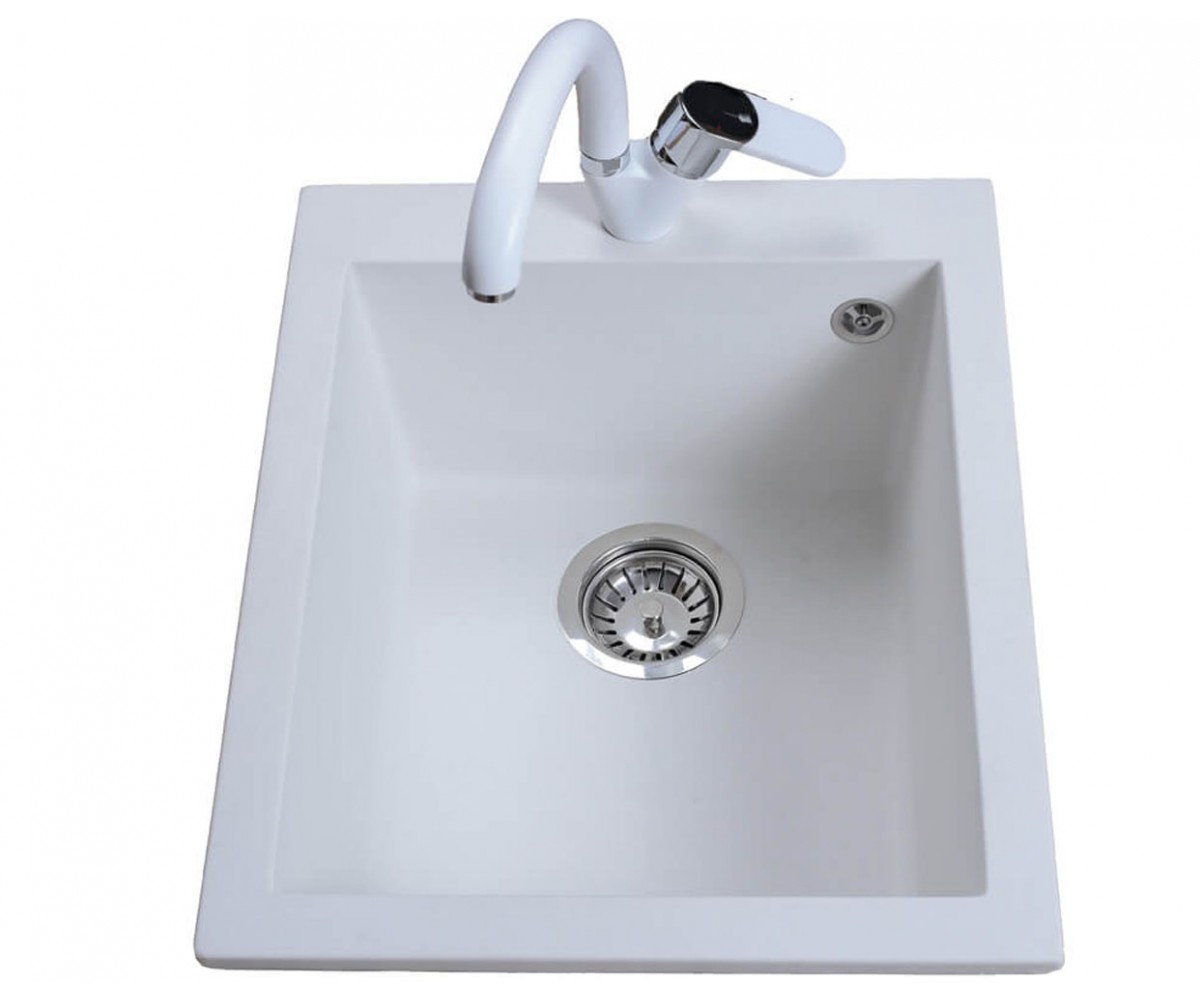 Мойка прямоугольная 41 см BRETTA GRANIT QUADRO QUADRO WHITE QUADRO WHITE