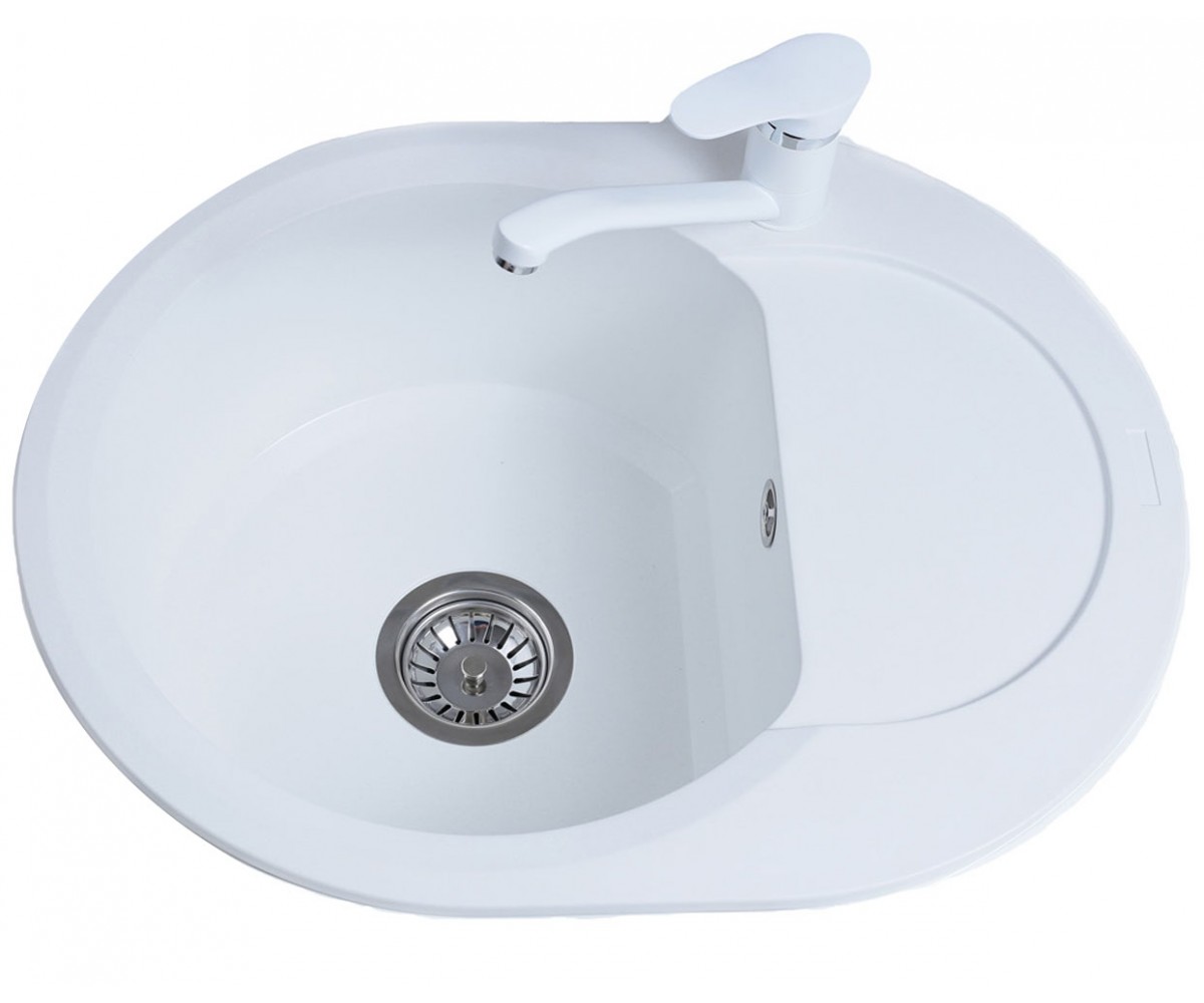 Мойка овальная 60 см BRETTA GRANIT ROUND ROUND WHITE ROUND WHITE