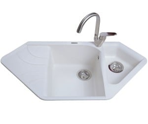 Мийка полуторна   BRETTA GRANIT  ZEGNA WHITE