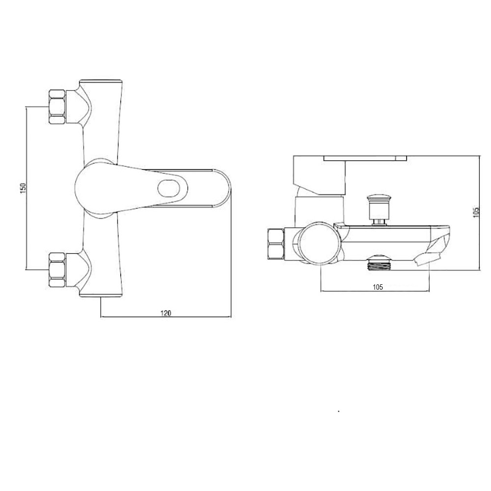 Смеситель для ванны Brinex 37W 006 BRINEX BRIN37W006:Чертеж 