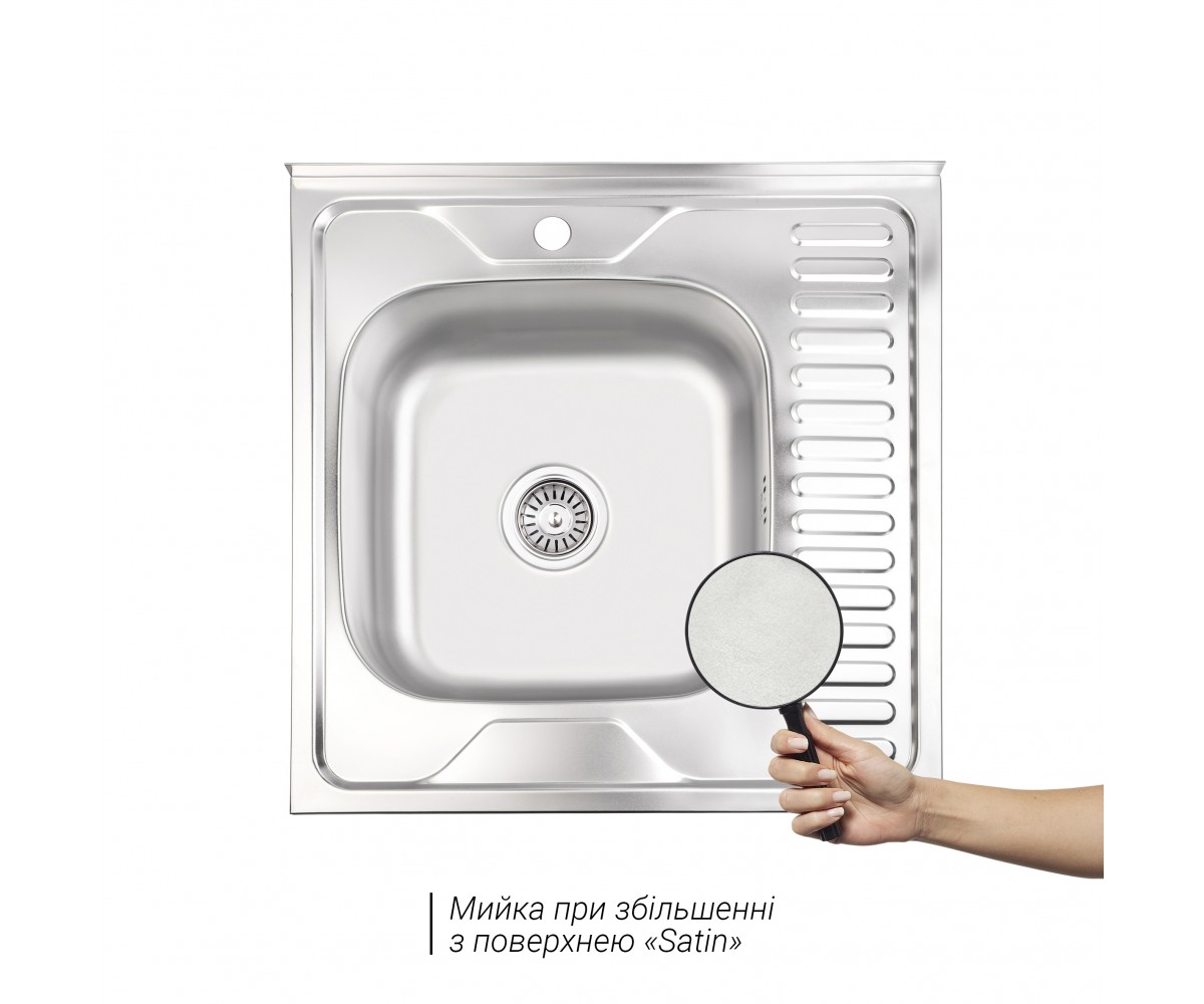 Кухонная мойка Brinex 6060-L 0,6 мм Satin (BRIN6060LSAT06) BRINEX BRIN6060LSAT06:Фото 1