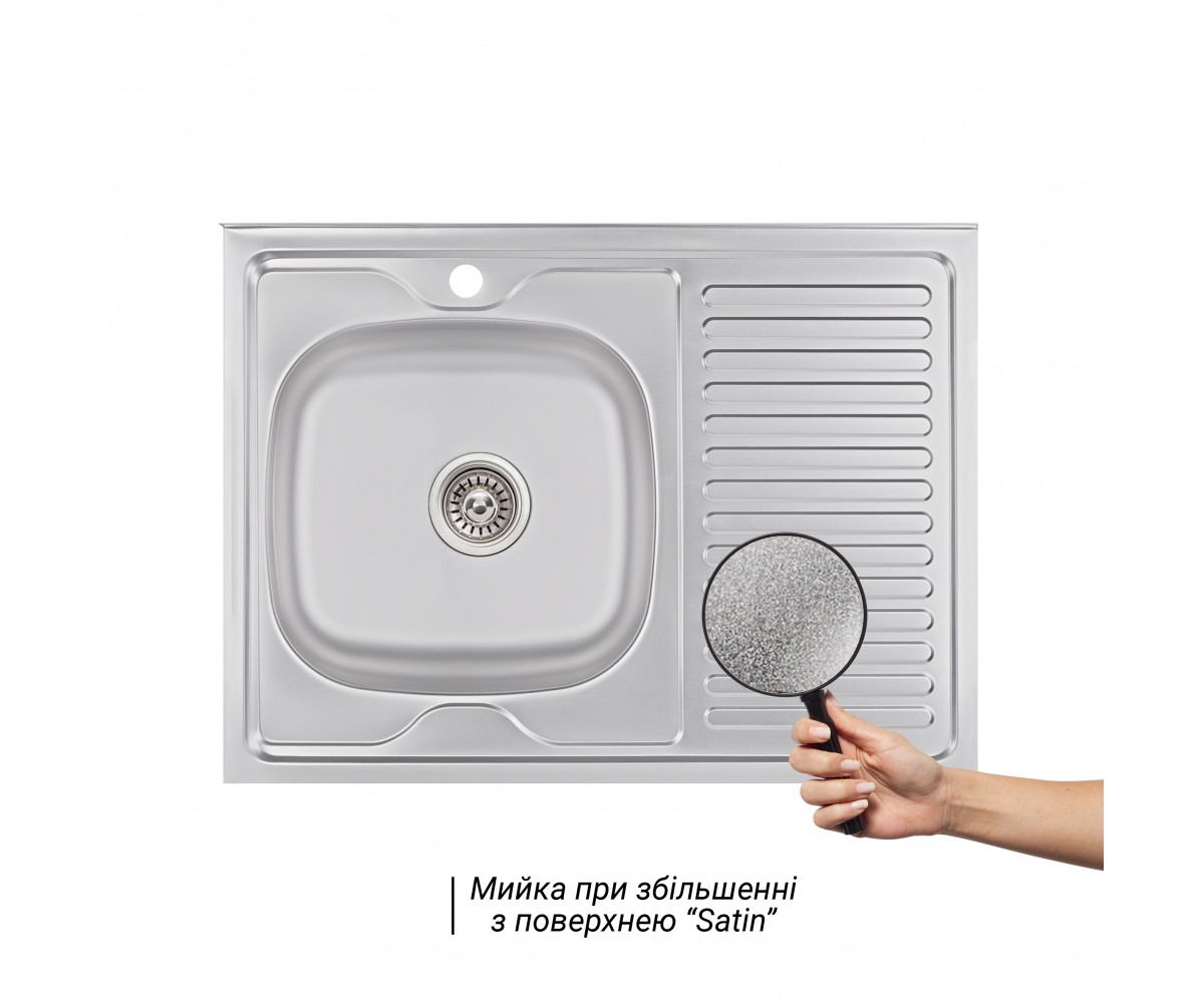 Кухонная мойка Brinex 6080-L 0,6 мм Satin (BRIN6080LSAT06) BRINEX BRIN6080LSAT06:Фото 1