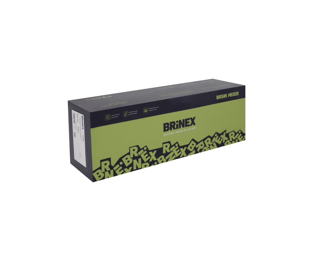 Смеситель для ванны Brinex Pure 005 с длинным поворотным изливом (с душевым гарнитуром) Nickel BRIPUR005NKL BRINEX BRIPUR005NKL: