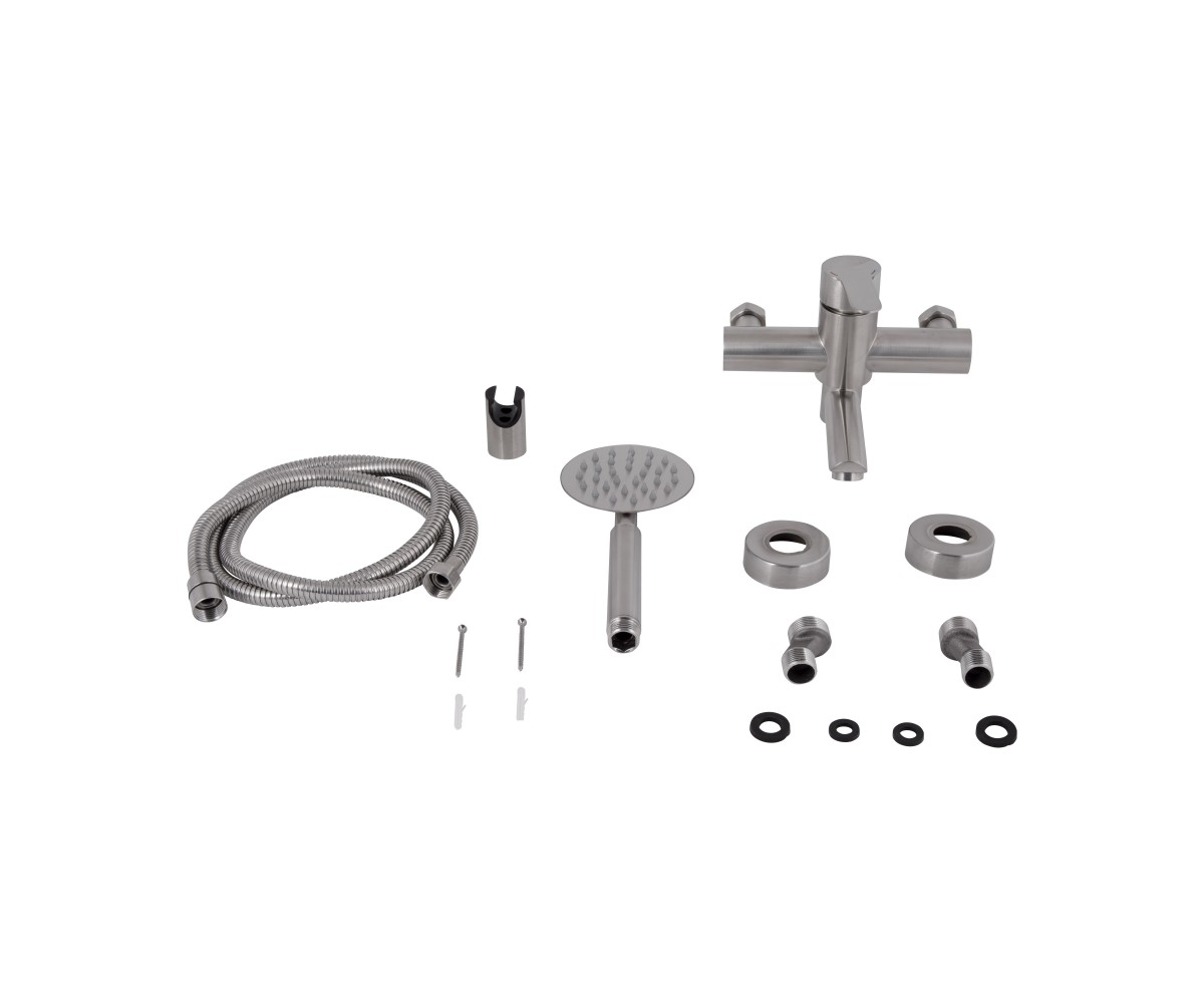 Смеситель для ванны Brinex Pure 006 с поворотным изливом (с душевым гарнитуром) Nickel BRIPUR006NKL BRINEX BRIPUR006NKL:Фото 8
