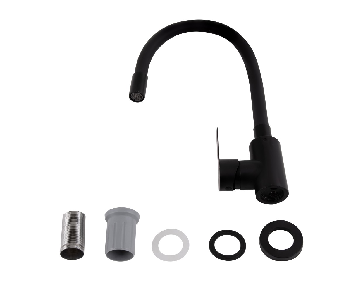 Смеситель для кухни Brinex Pure 015F3 с гибким изливом   Black Matt BRIPUR015F3BLM BRINEX BRIPUR015F3BLM:Фото 3