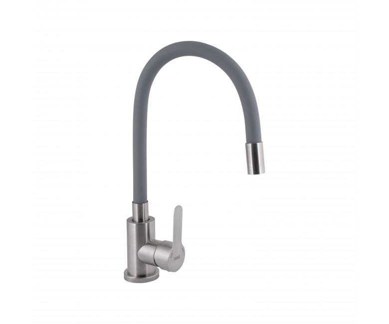 Змішувач для кухні Brinex Pure 015F3 з гнучким виливом   Nickel/Grey BRIPUR015F3NKG BRINEX  BRIPUR015F3NKG BRIPUR015F3NKG