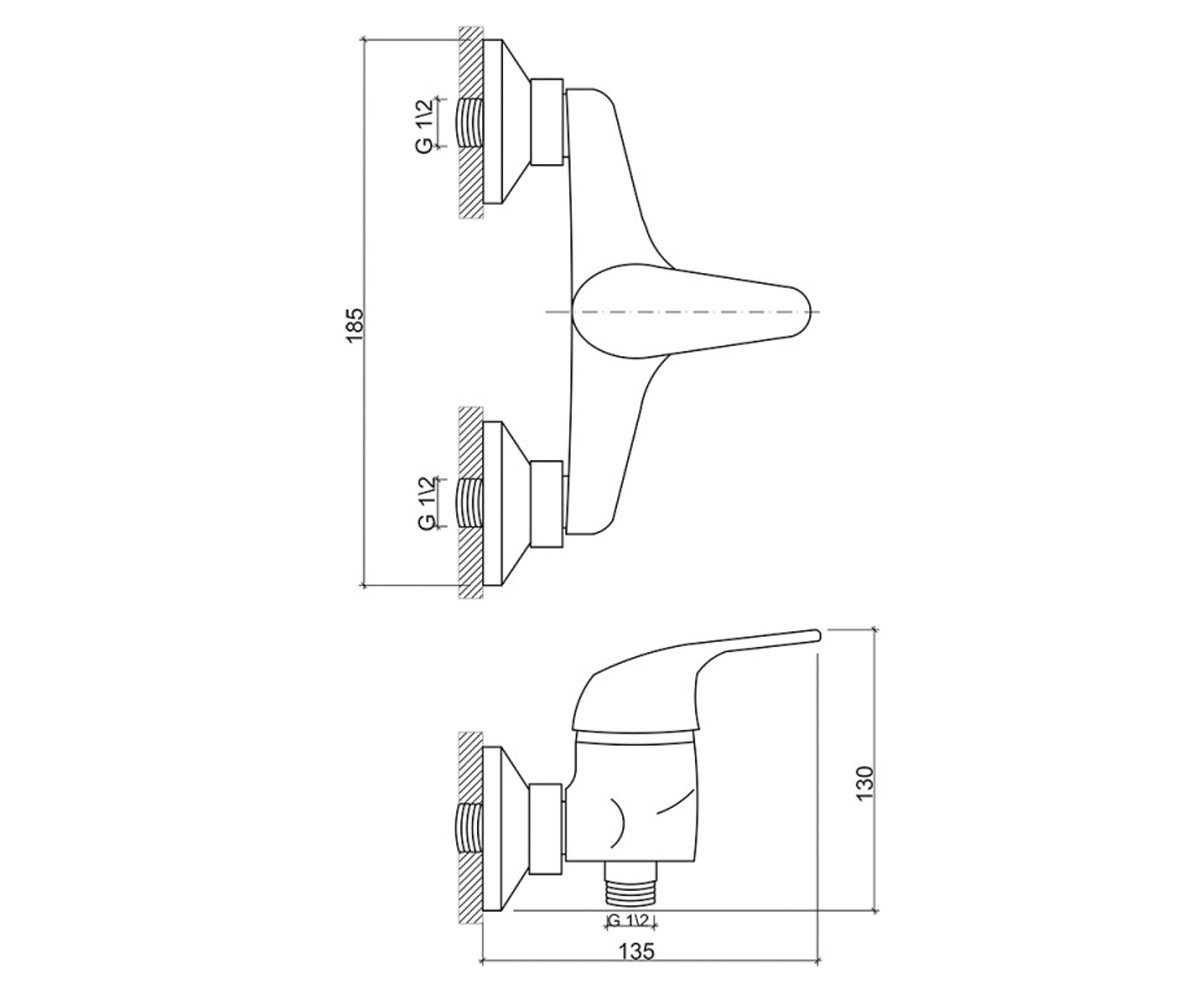 Пластиковый смеситель BRINEX SWBRIN36W010:Чертеж 