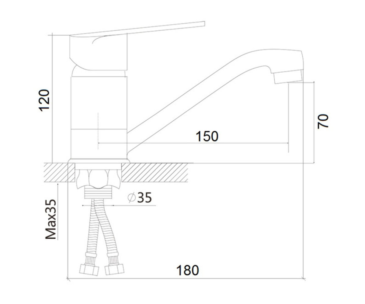 Кухонный смеситель BRINEX SWBRIN41C003M:Чертеж 