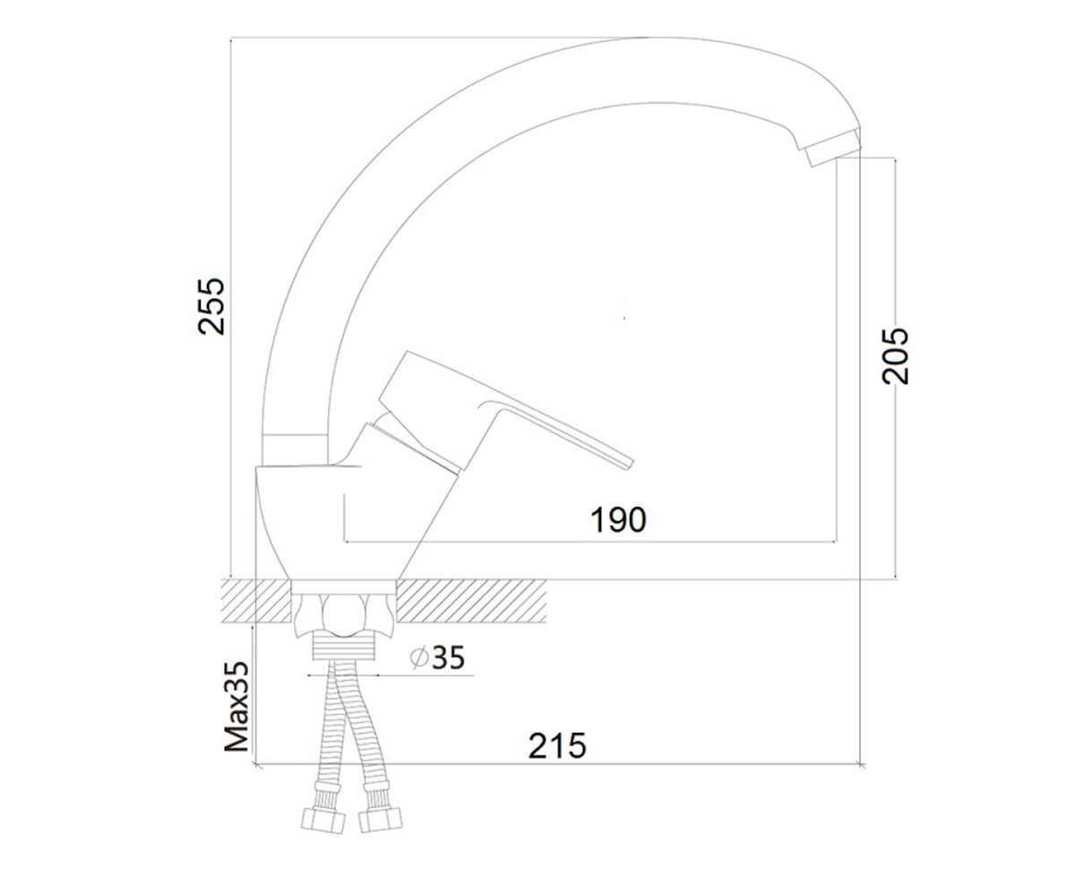 Смеситель для мойки BRINEX SWBRIN41C008F:Чертеж 