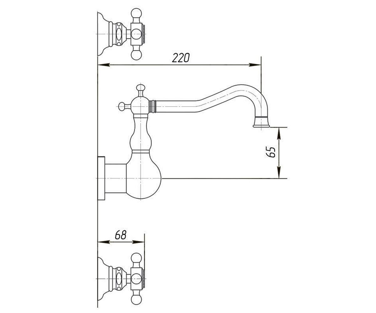 Настенный смеситель  ARCADIA ARCBR8370:Чертеж 