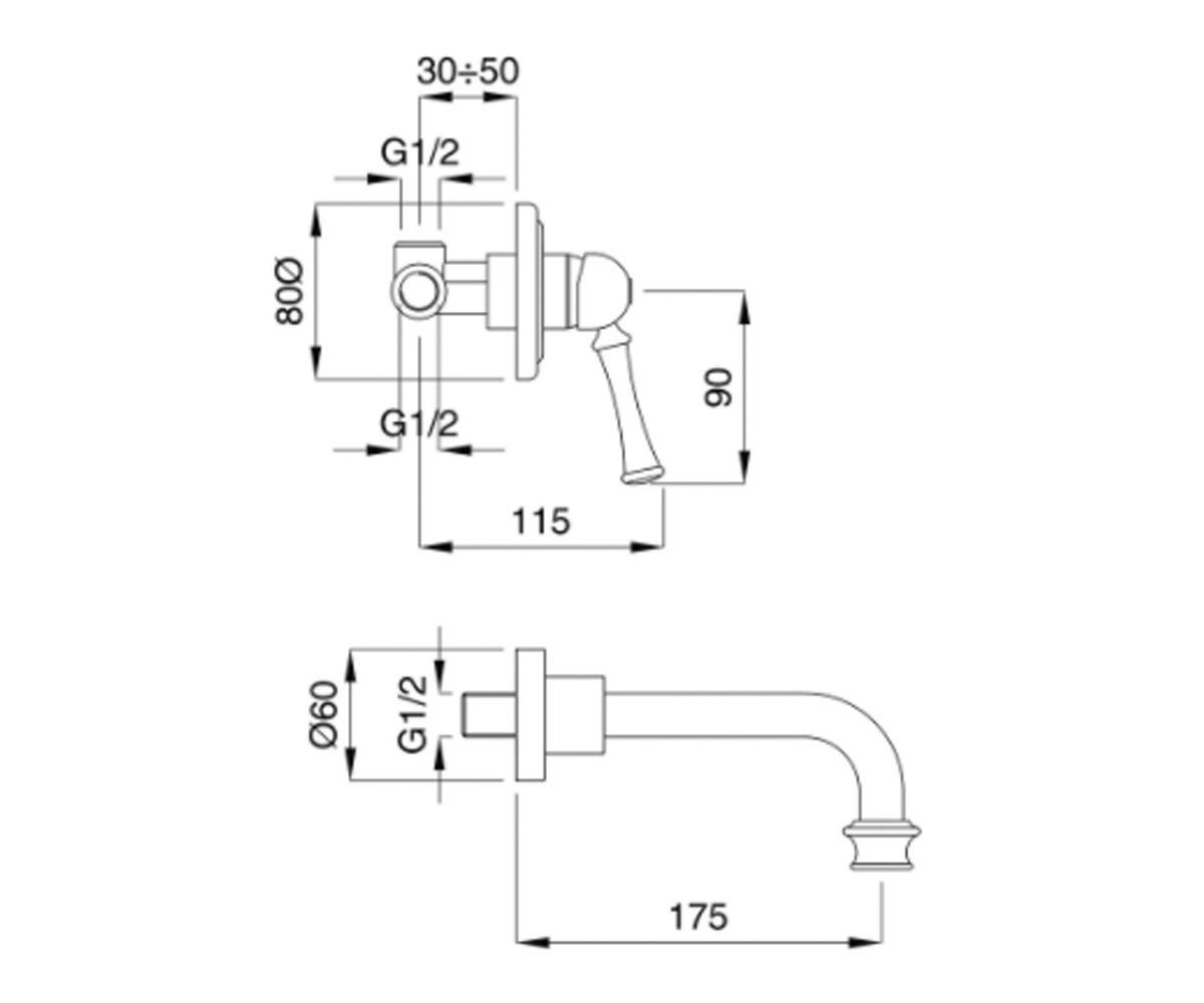 Смеситель для раковины  DENVER DENBR6445:Чертеж 