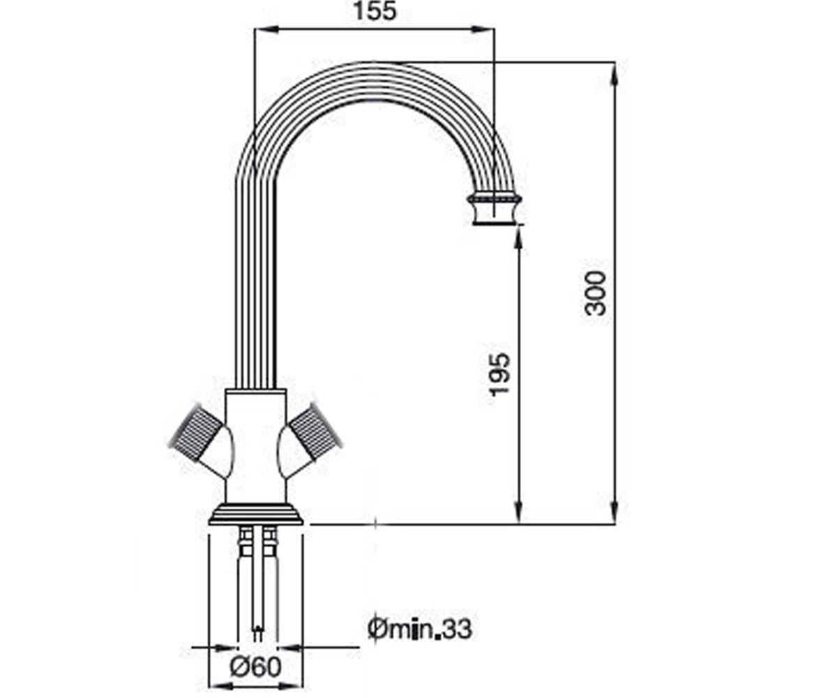 Смеситель двухвентильный  OLYMPIA OLYDO8434(M):Чертеж 