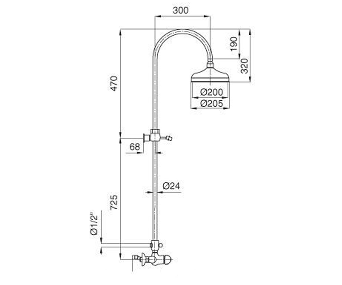 Душевая система  OXFORD OXBR6336CWH:Чертеж 
