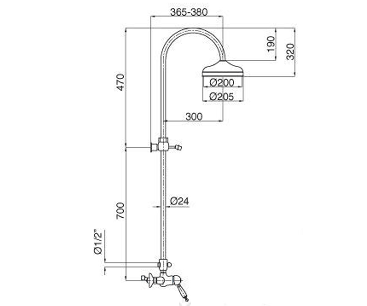 Душевая система  OXFORD OXBR6337CLEGNO:Чертеж 