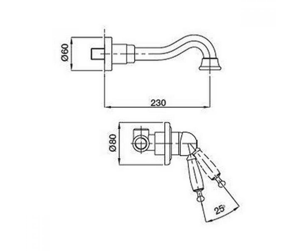 Смеситель настенный  OXFORD OXBR6346:Чертеж 