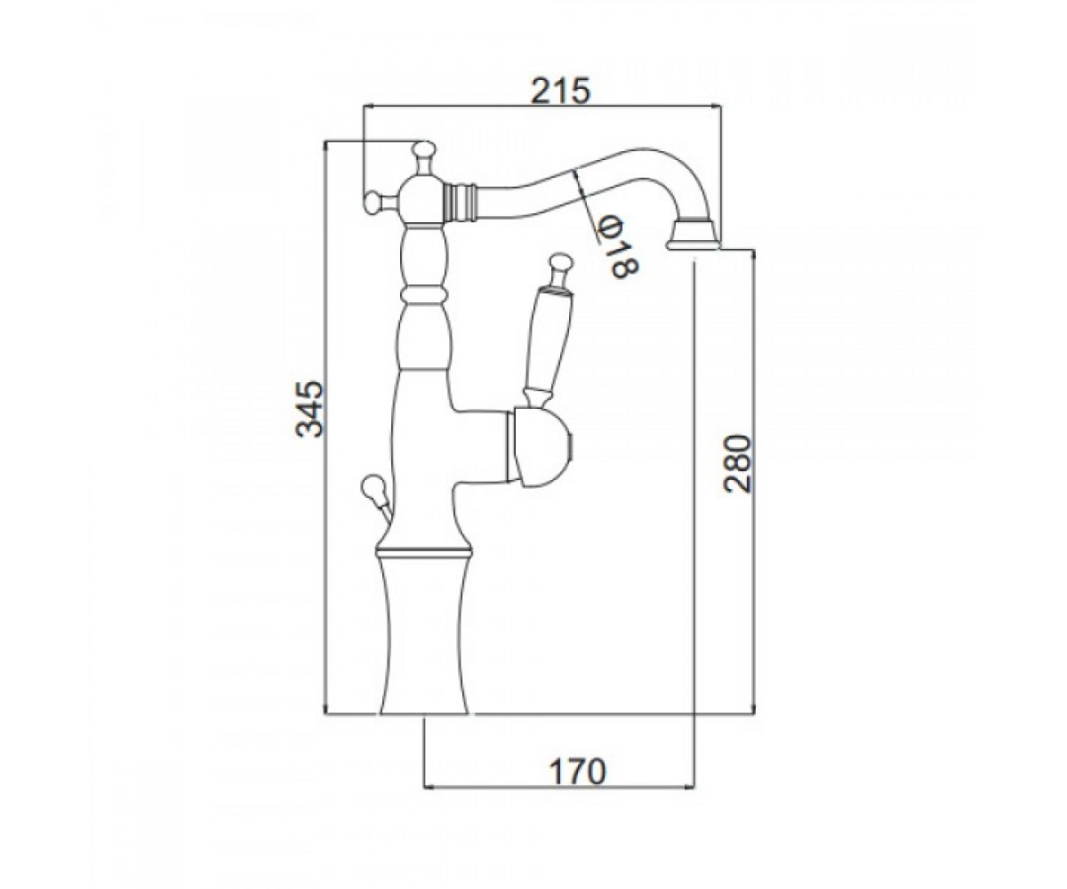 Латунный смеситель  OXFORD OXCR6317S:Чертеж 