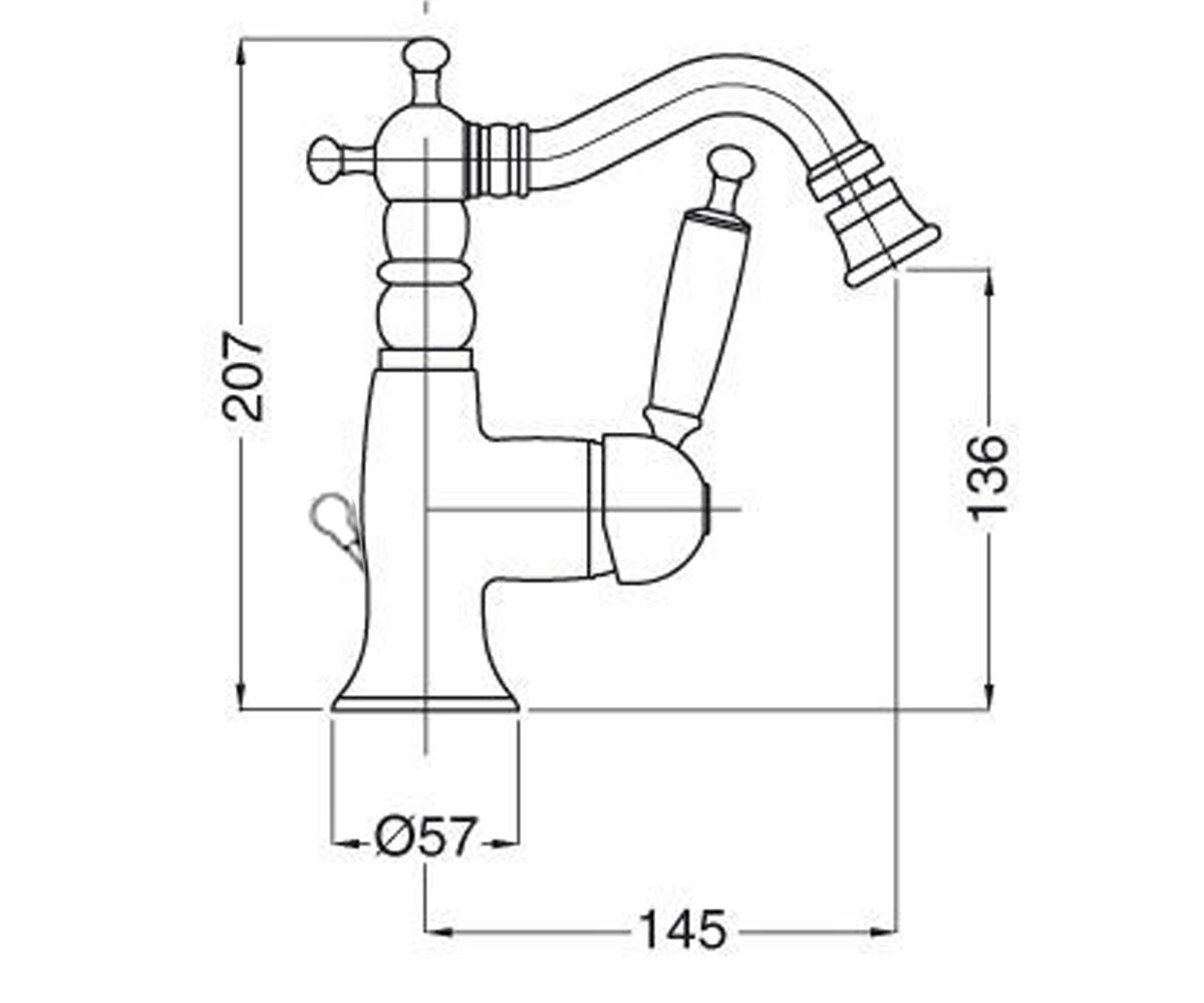 Смеситель для биде  OXFORD OXDO6323KRISTAL:Чертеж 