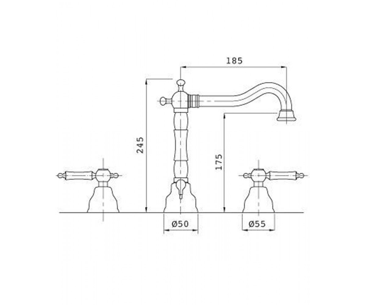 Смеситель на раковину  PRINCETON PRICR812U:Чертеж 