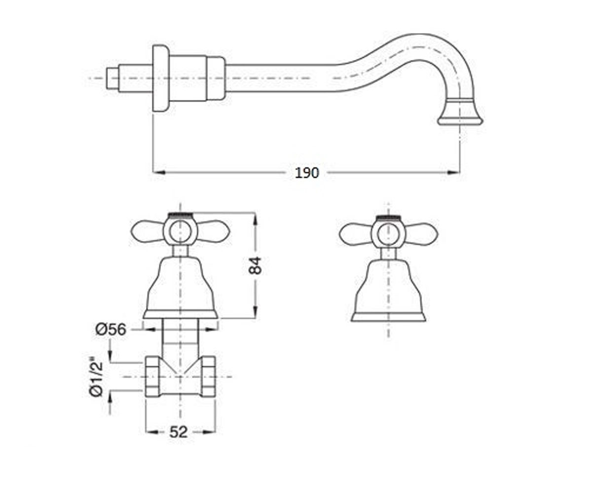Смеситель для раковины  PRINCETON PRPCR8065:Чертеж 
