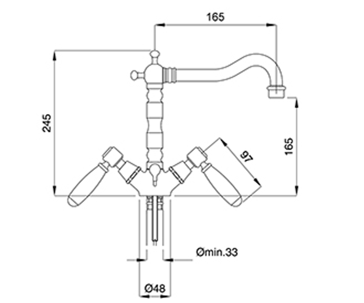 Смеситель для раковины  REVIVAL REVBR434UCERAMFIOR:Чертеж 