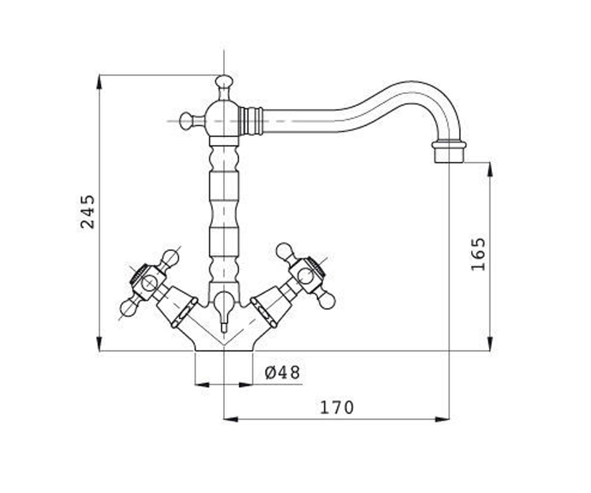 Смеситель на раковину  REVIVAL REVCR434WH:Чертеж 