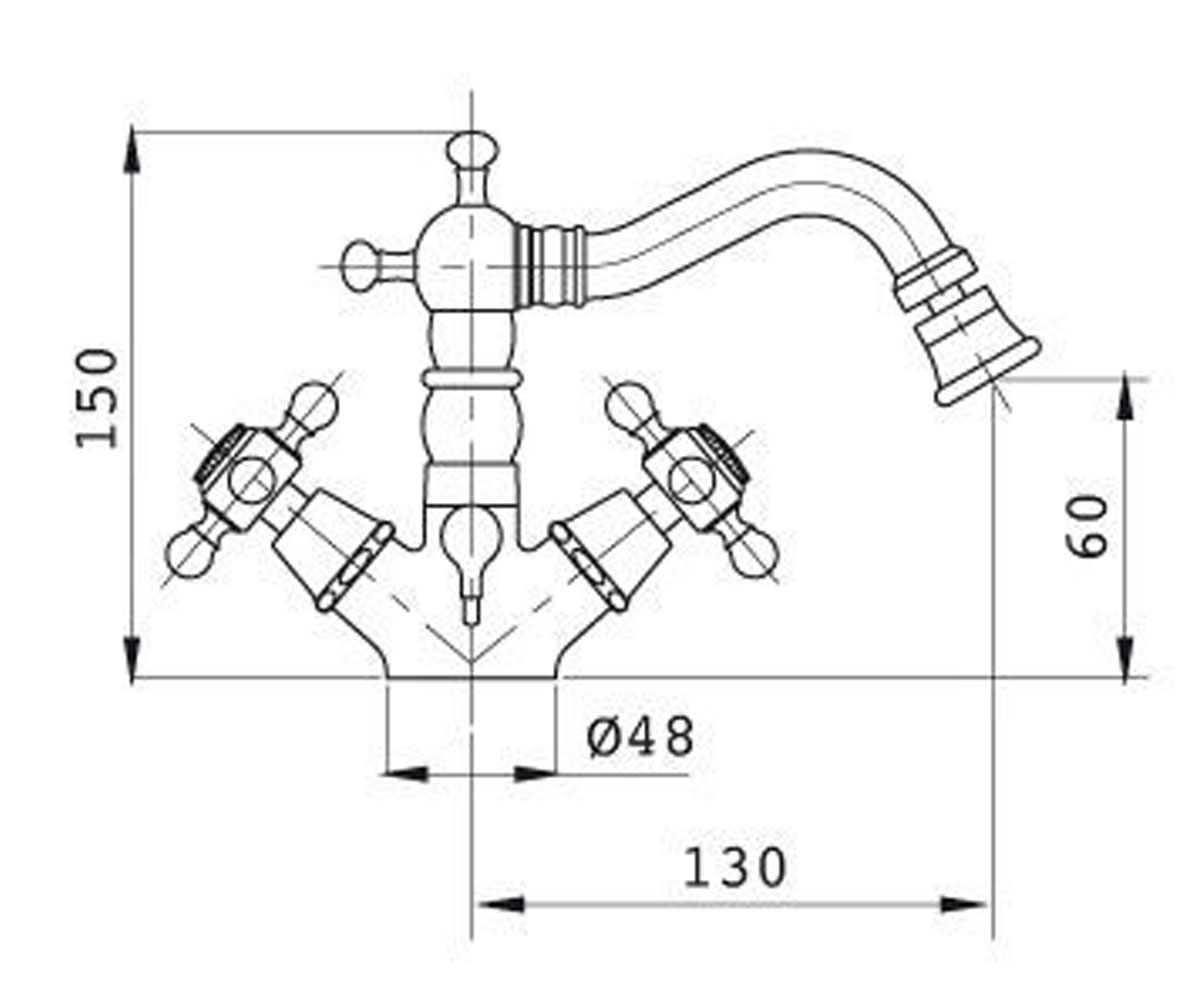 Смеситель на биде  REVIVAL REVCR444WH:Чертеж 