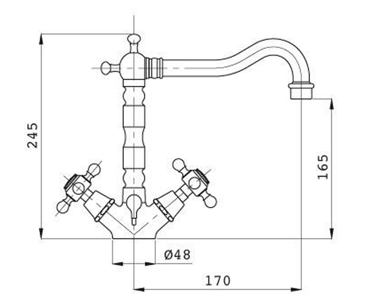 Смеситель для мойки  REVIVAL REVDO434WH:Чертеж 