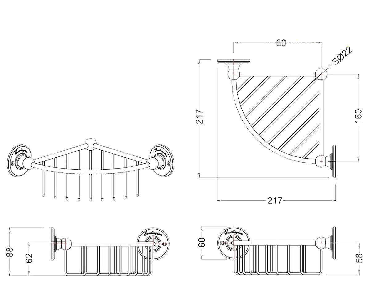 Полка в ванную  A22 CHR:Чертеж 