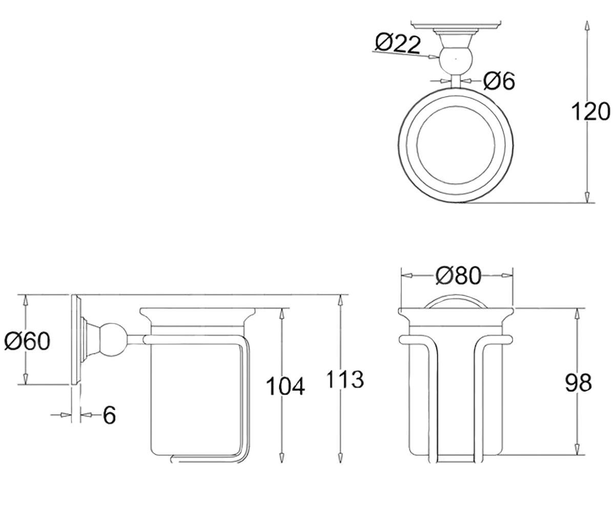 Стакана подвесной  A2 CHR:Чертеж 