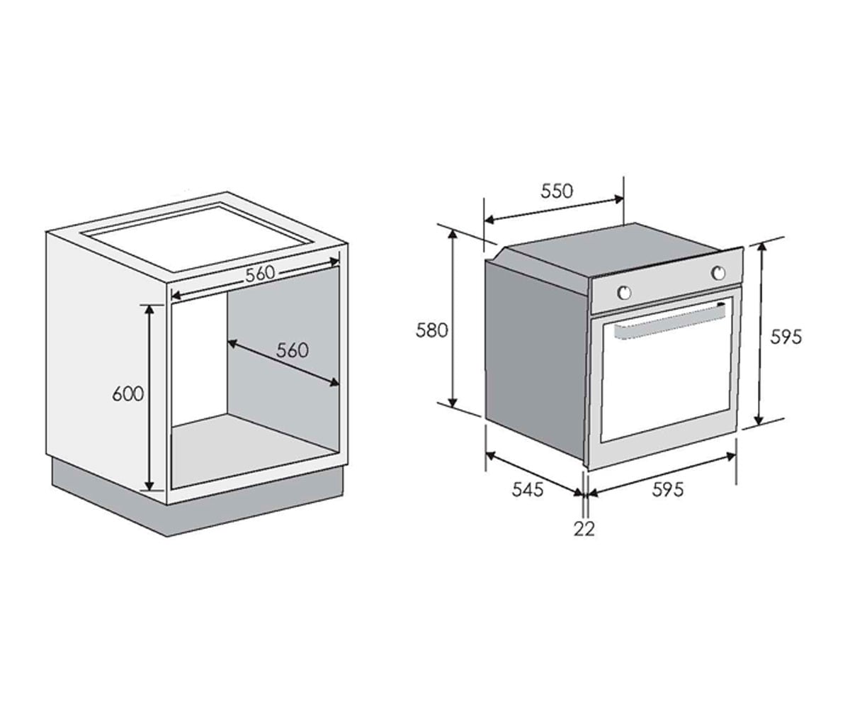 Духовой шкаф 68 л  FCS605X:Чертеж 