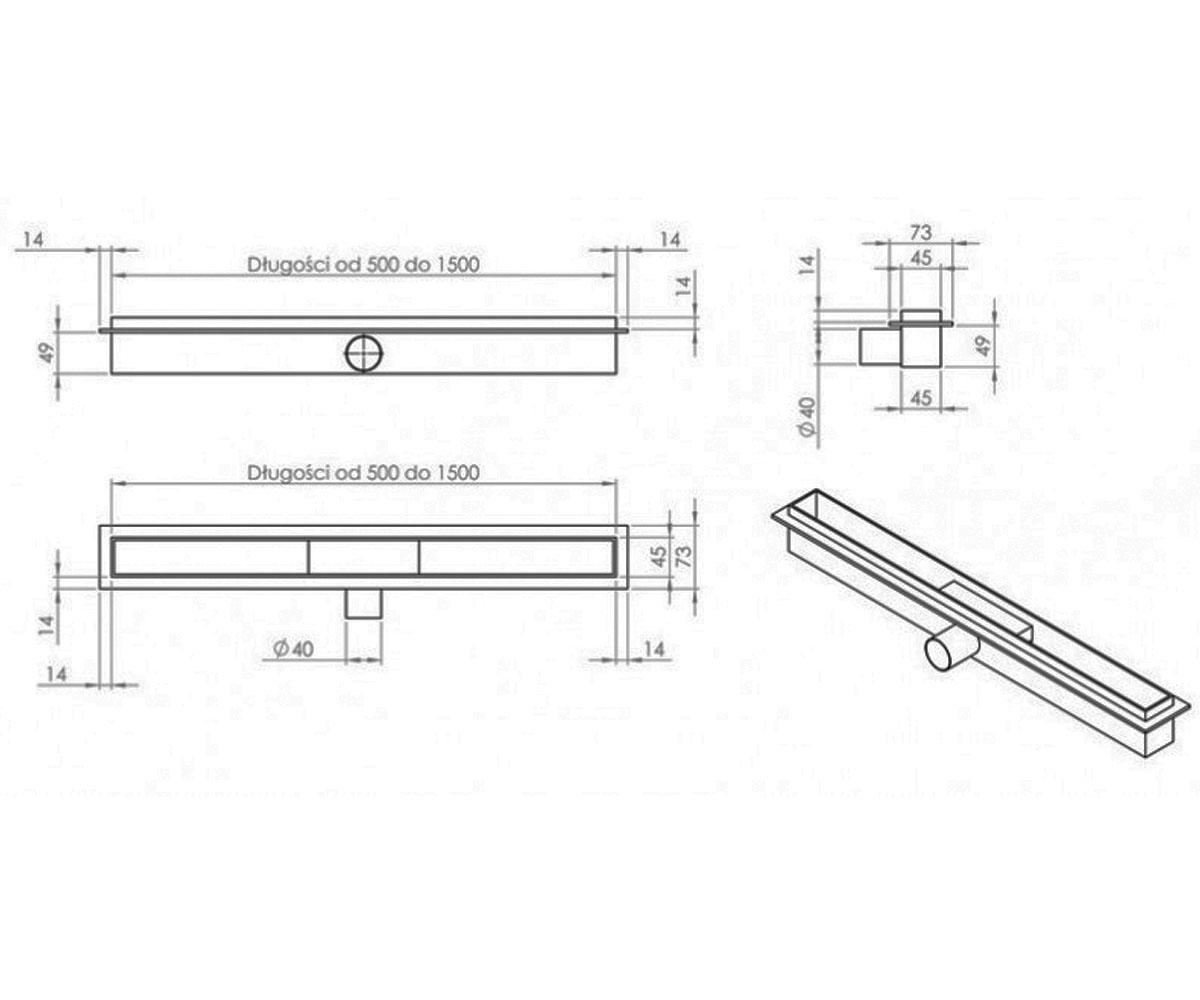 Душевой канал 700 мм  SUPER SLIM IDEA 70:Чертеж 