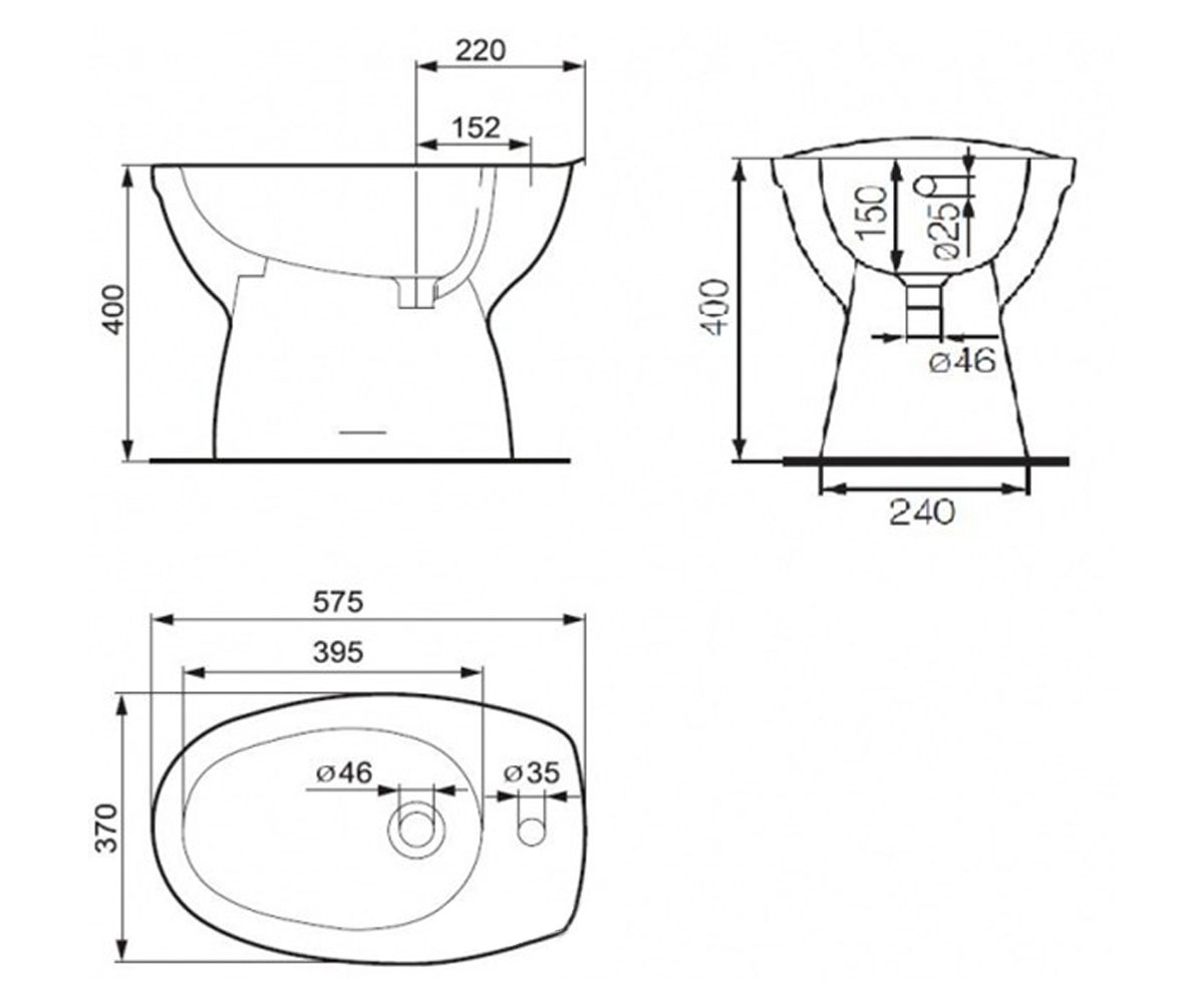 Биде напольное  EKO 2000 00209:Чертеж 